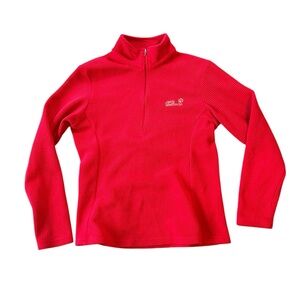 Jack Wolfskin Half Zip Pullover Jacket Women Size Medium Color Red Logo Outdoor